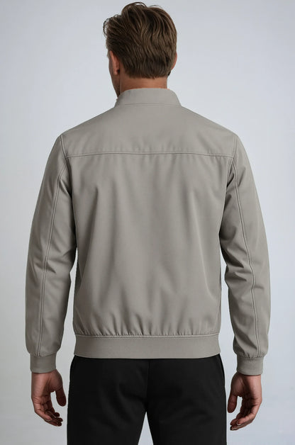 Men's Classic Grey Lightweight Bomber Jacket with Zip and Pockets - Ideal for Transitional Weather