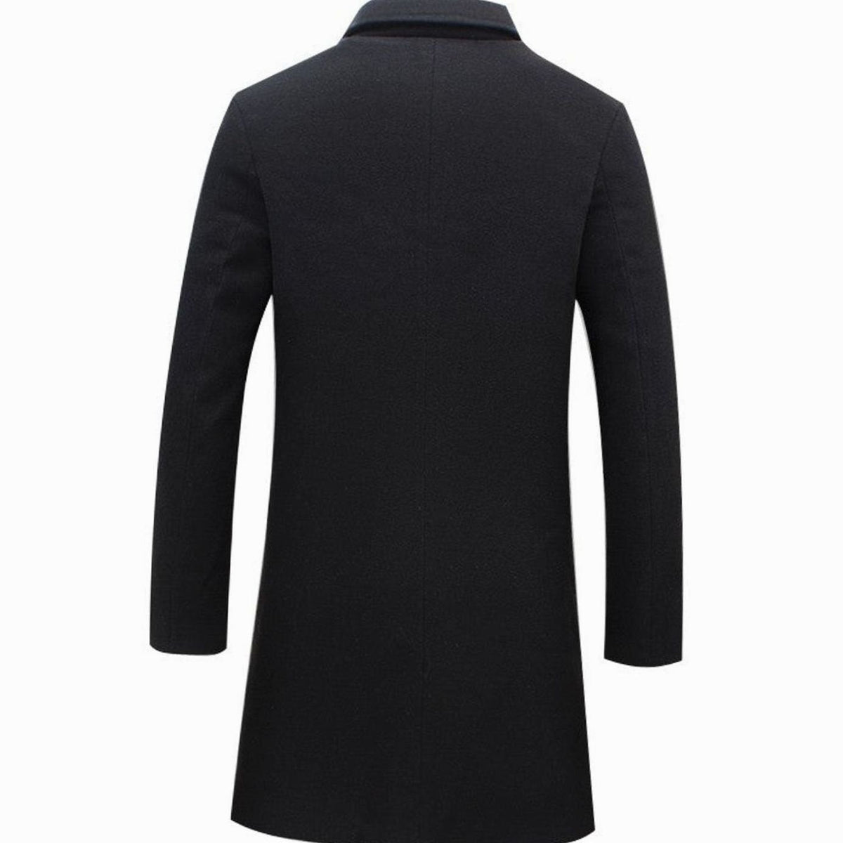 Men's Cold Weather Tailored Single-Breasted Long Wool-Blend Overcoat