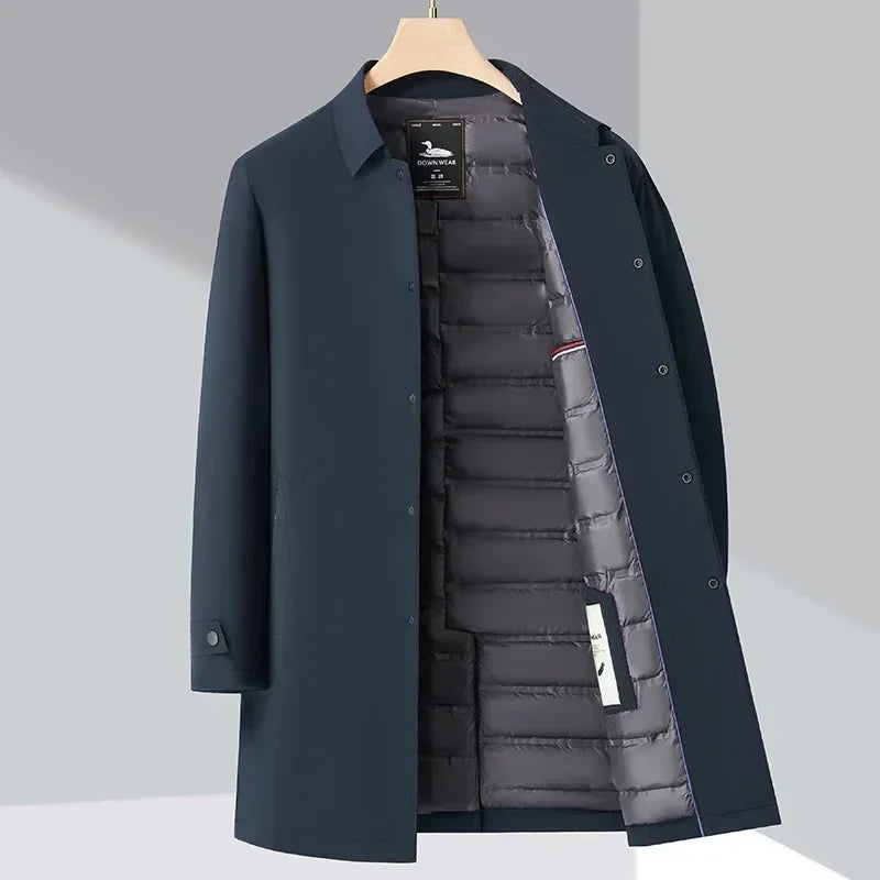 Men's Down-Filled Trench Coat – Timeless and Warm for Everyday Wear
