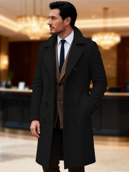 Men's Elegant Double-Breasted Wool Coat