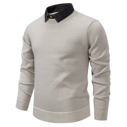 Men's Fine Knit Sweater with Modern Collar & Elegant Design | Charly