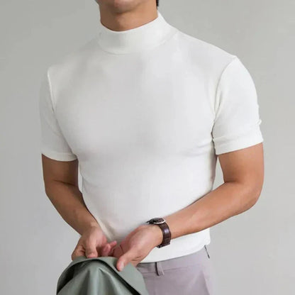 Men's High Collar Casual T-Shirt for Daily Use