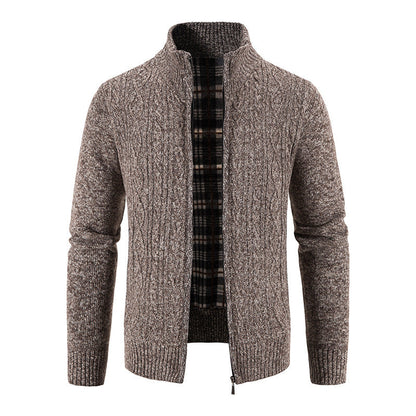 Men's High-Collar Textured Cardigan