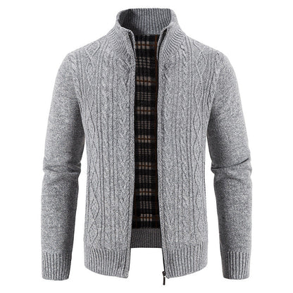 Men's High-Collar Textured Cardigan