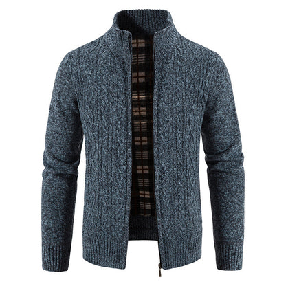Men's High-Collar Textured Cardigan