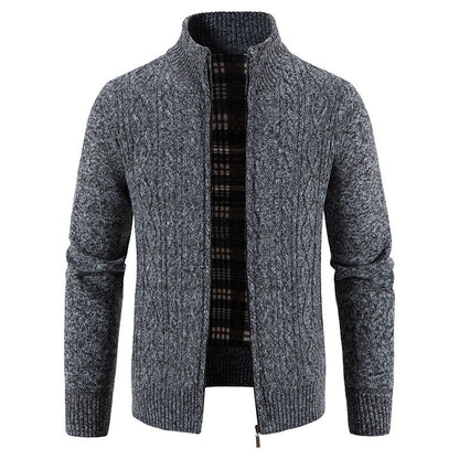 Men's High-Collar Textured Cardigan