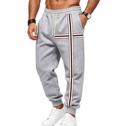 Men's Joggers with Contrast Side and Cross Stripes