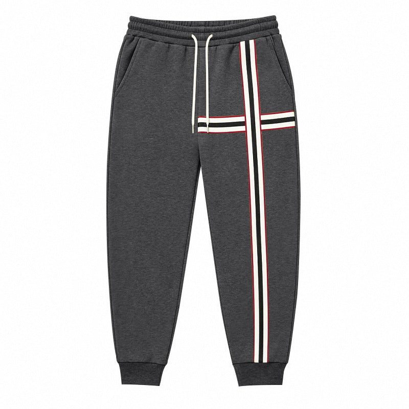 Men's Joggers with Contrast Side and Cross Stripes