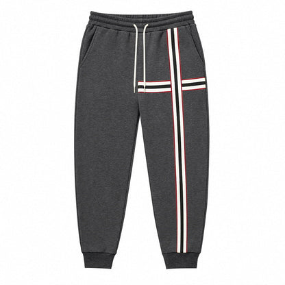 Men's Joggers with Contrast Side and Cross Stripes