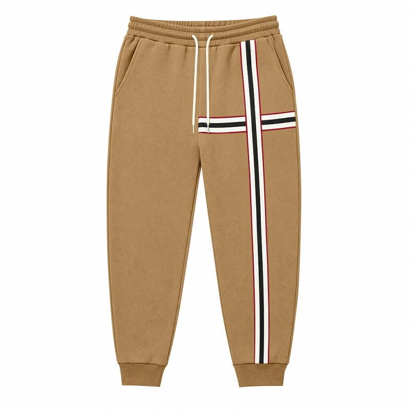 Men's Joggers with Contrast Side and Cross Stripes