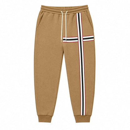 Men's Joggers with Contrast Side and Cross Stripes
