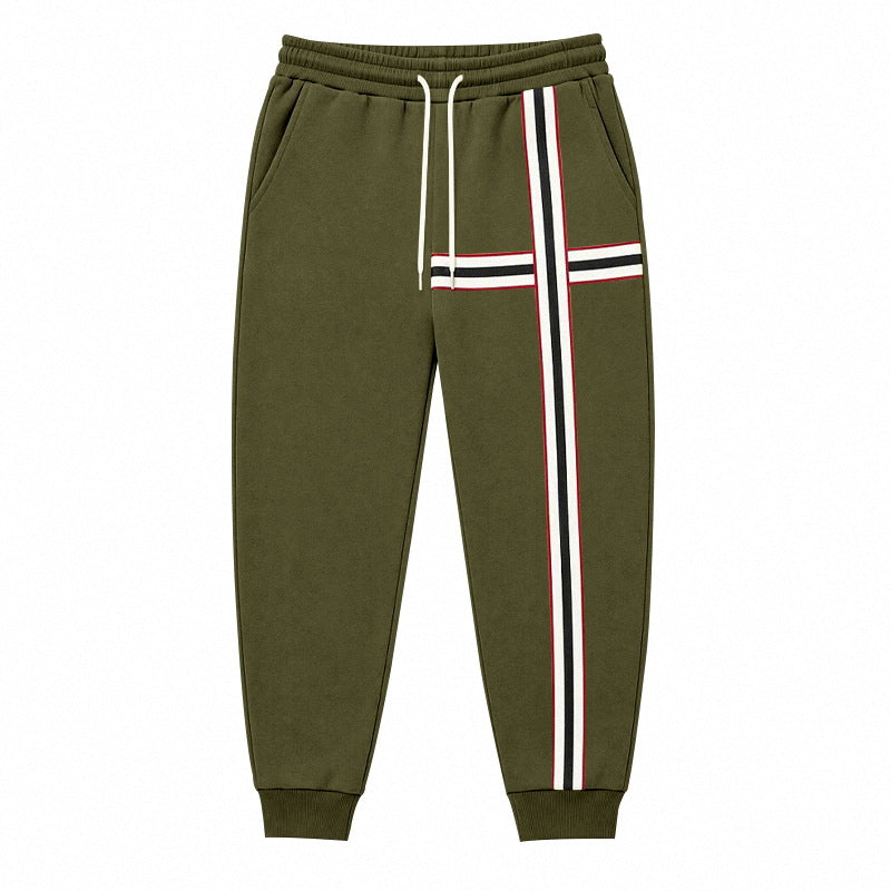 Men's Joggers with Contrast Side and Cross Stripes