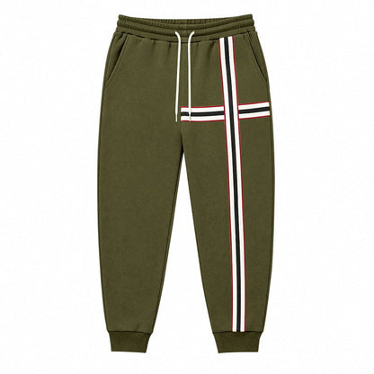 Men's Joggers with Contrast Side and Cross Stripes