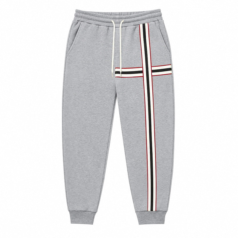 Men's Joggers with Contrast Side and Cross Stripes