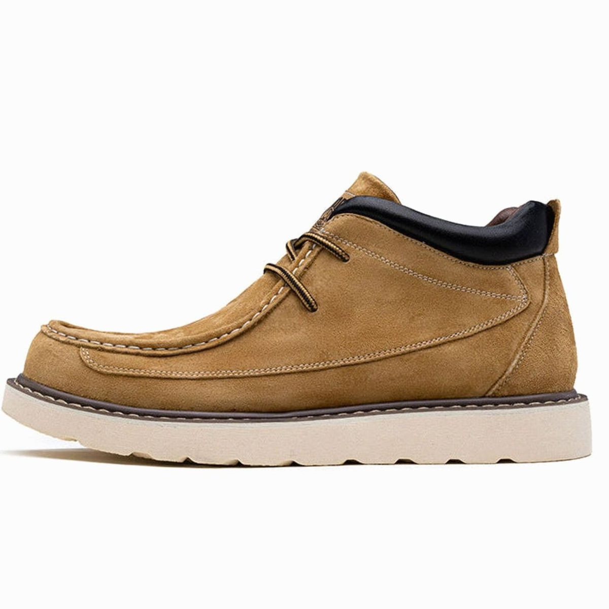 Men's Lace-Up Suede Moc Toe Wedge Boots