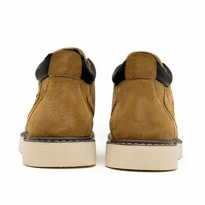 Men's Lace-Up Suede Moc Toe Wedge Boots