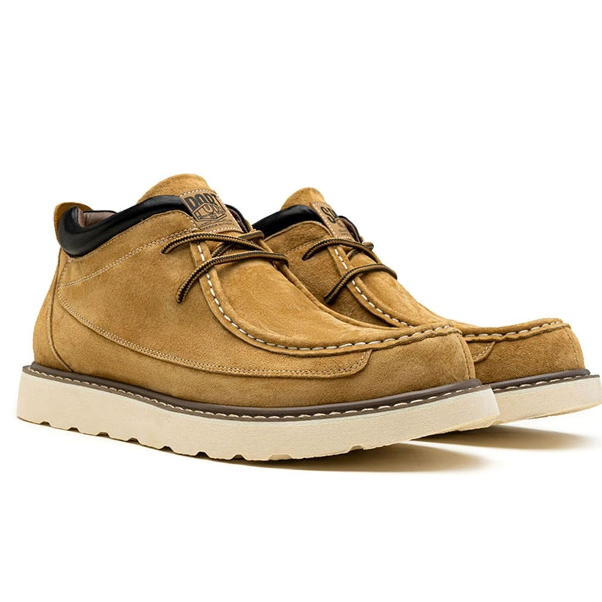 Men's Lace-Up Suede Moc Toe Wedge Boots