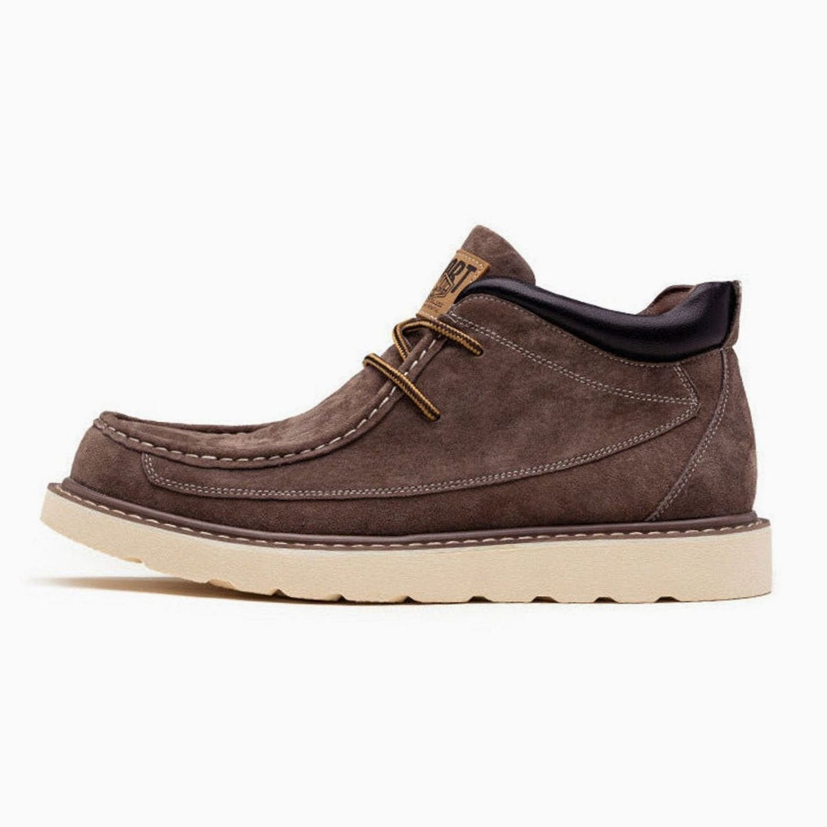 Men's Lace-Up Suede Moc Toe Wedge Boots