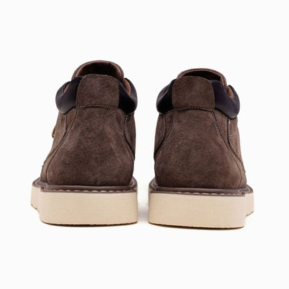 Men's Lace-Up Suede Moc Toe Wedge Boots