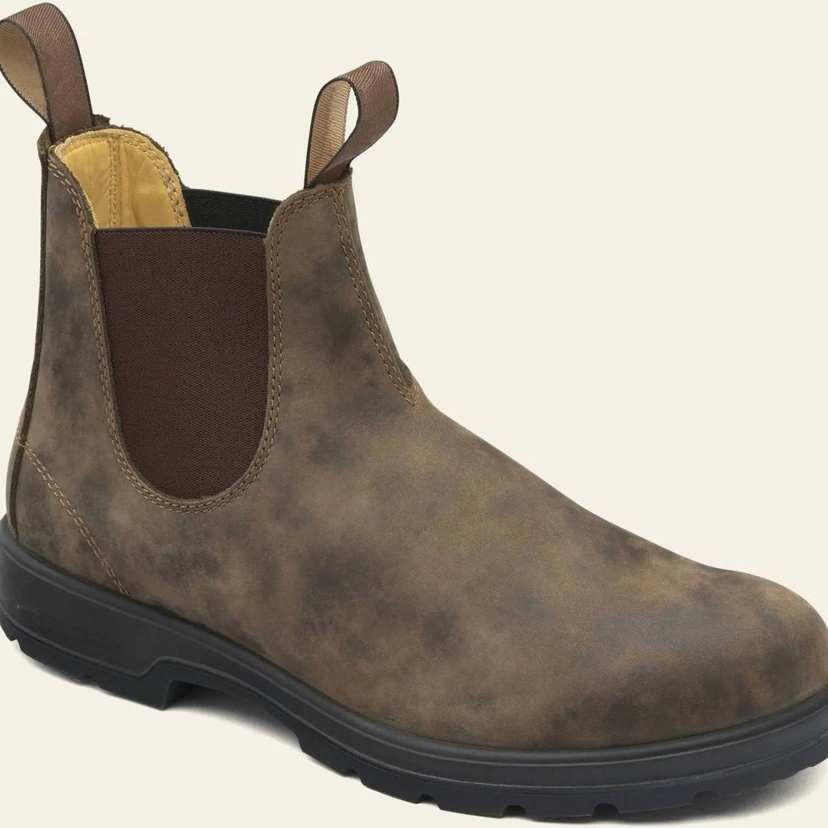 Men's Leather Slip-On Chelsea Boots with Rugged Sole