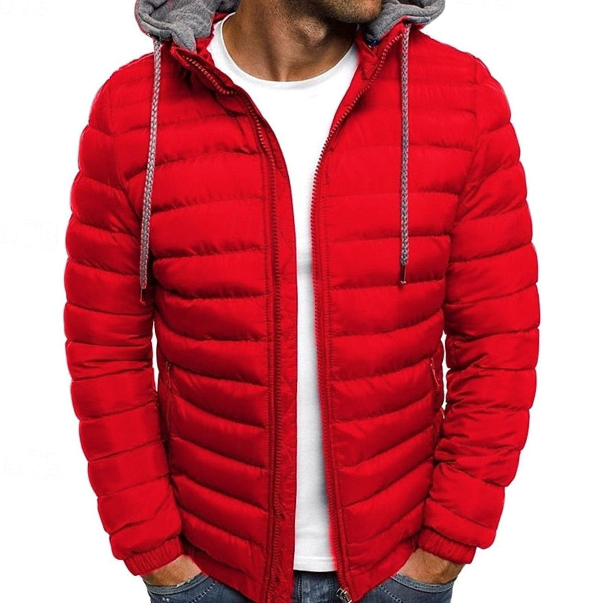 Men's Lightweight Full-Zip Quilted Hooded Puffer Jacket
