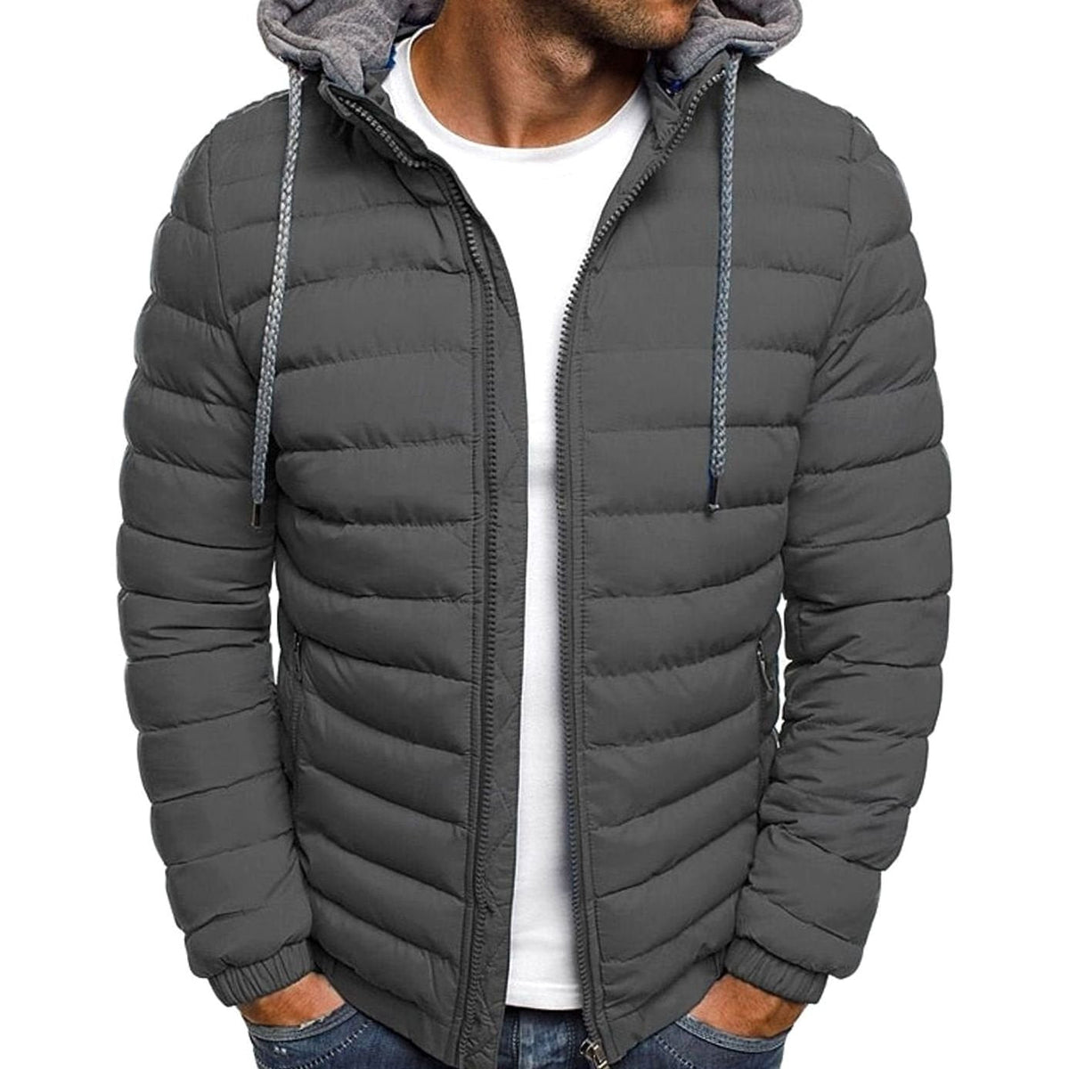 Men's Lightweight Full-Zip Quilted Hooded Puffer Jacket