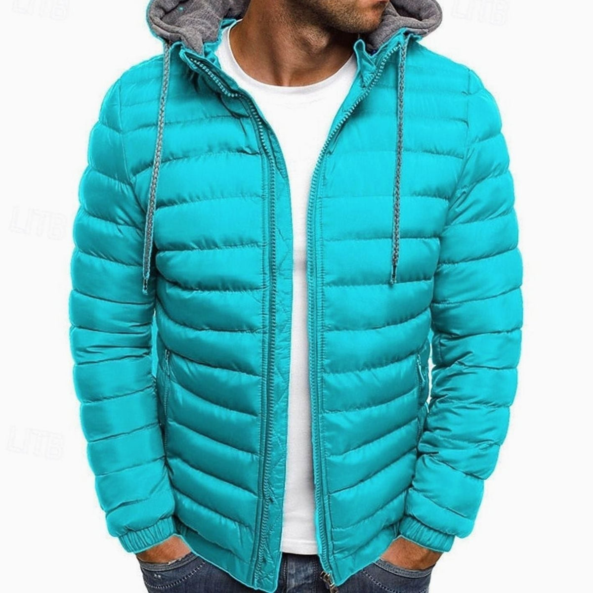 Men's Lightweight Full-Zip Quilted Hooded Puffer Jacket