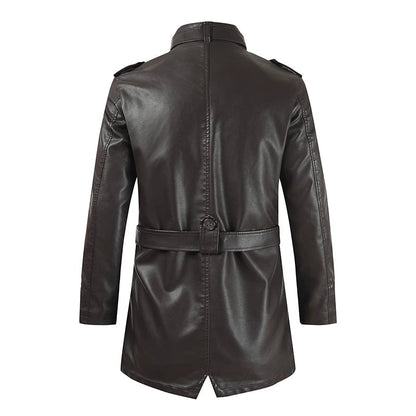 Men's Long Leather Coat – Comfortable Fit and Elegant Style for Winter