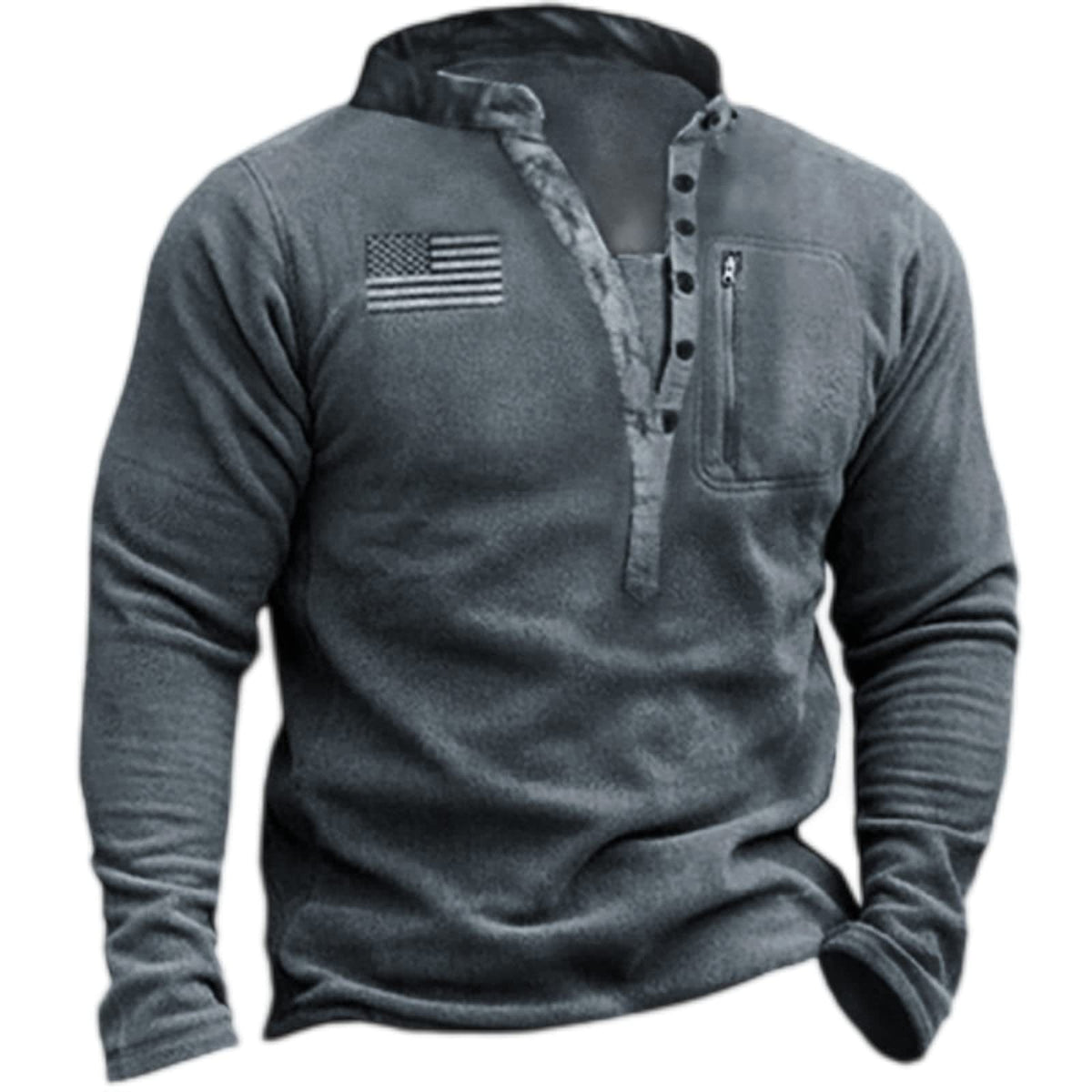 Men's Nano Thermal Henley Fleece Pullover with Zipped Chest Pocket and Camouflage Detail
