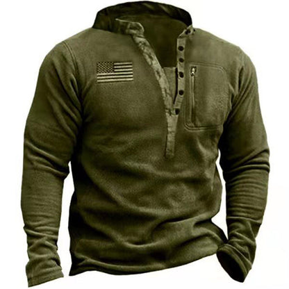 Men's Nano Thermal Henley Fleece Pullover with Zipped Chest Pocket and Camouflage Detail