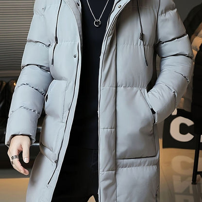 Men's Quilted Hooded Longline Insulated Puffer Coat