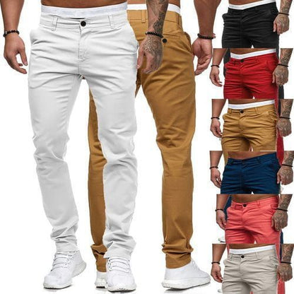 Men's Slim-Fit Cotton Stretch Chinos with Mid Rise and Comfort Waistband