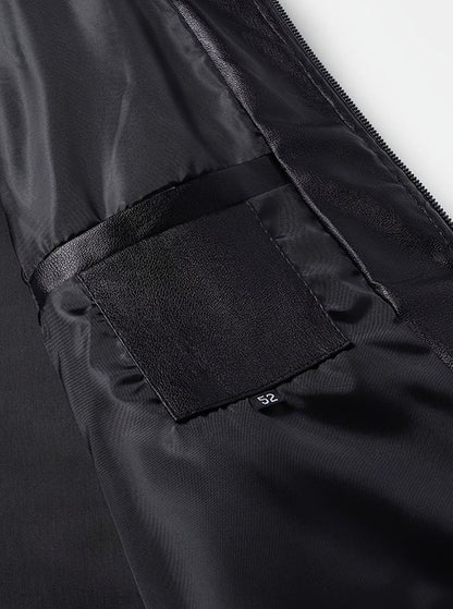 Men's Slim-Fit Full-Zip Faux Leather Bomber Jacket