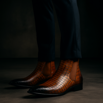 Men's Snakeskin Chelsea Boots
