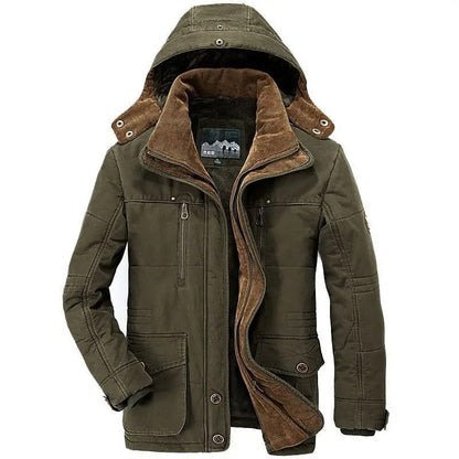 Men's Thermal Winter Jacket with Multiple Pockets - Windproof and Warm