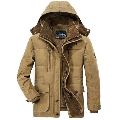 Men's Thermal Winter Jacket with Multiple Pockets - Windproof and Warm