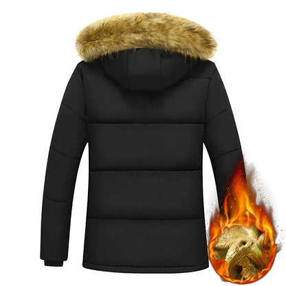 Men's Warm Hooded Jacket with Fur Collar