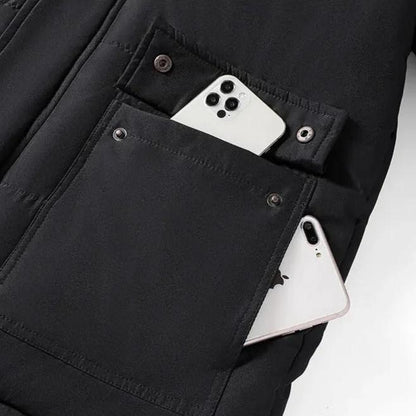 Men's Warm Hooded Jacket with Fur Collar