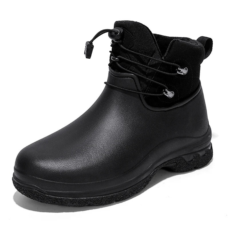 Men's Waterproof Rain Boots with Ankle Strap & Treaded Sole