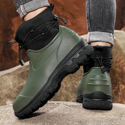 Men's Waterproof Rain Boots with Ankle Strap & Treaded Sole
