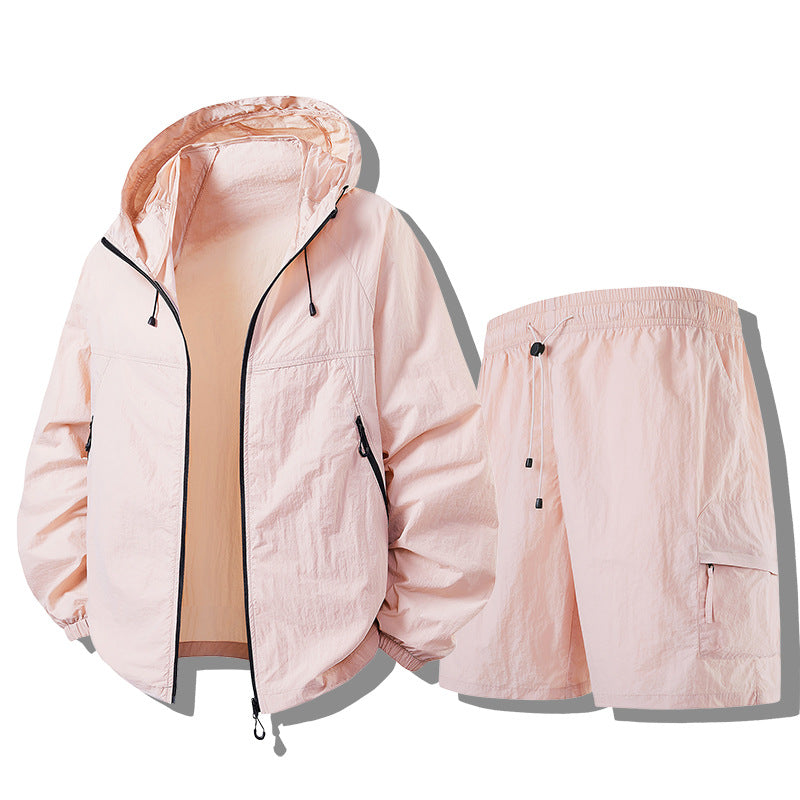 Men's Weatherproof Functional Jacket with Lightweight Shorts Set