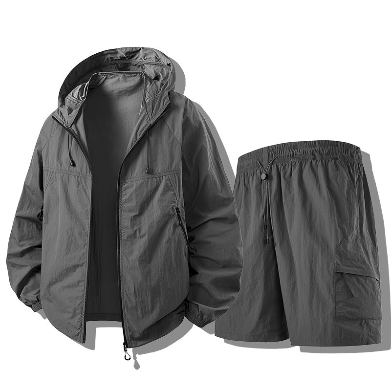 Men's Weatherproof Functional Jacket with Lightweight Shorts Set