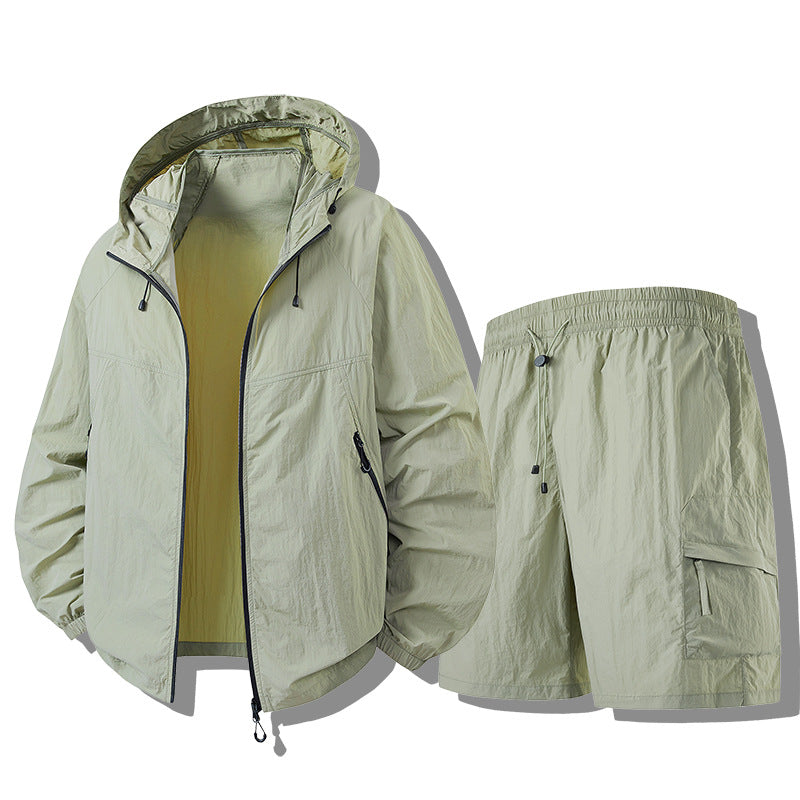 Men's Weatherproof Functional Jacket with Lightweight Shorts Set