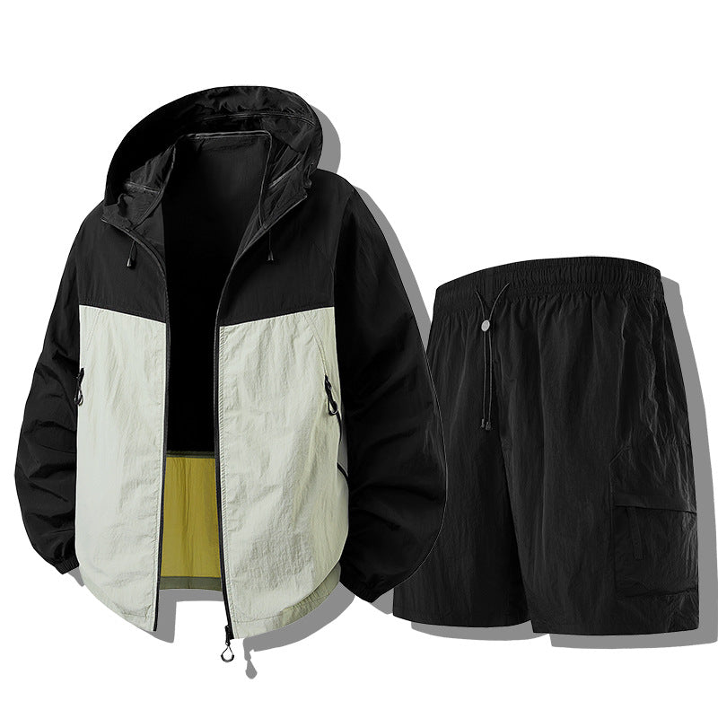 Men's Weatherproof Functional Jacket with Lightweight Shorts Set