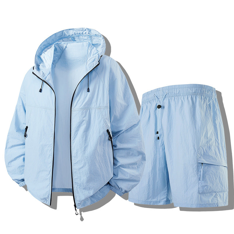 Men's Weatherproof Functional Jacket with Lightweight Shorts Set