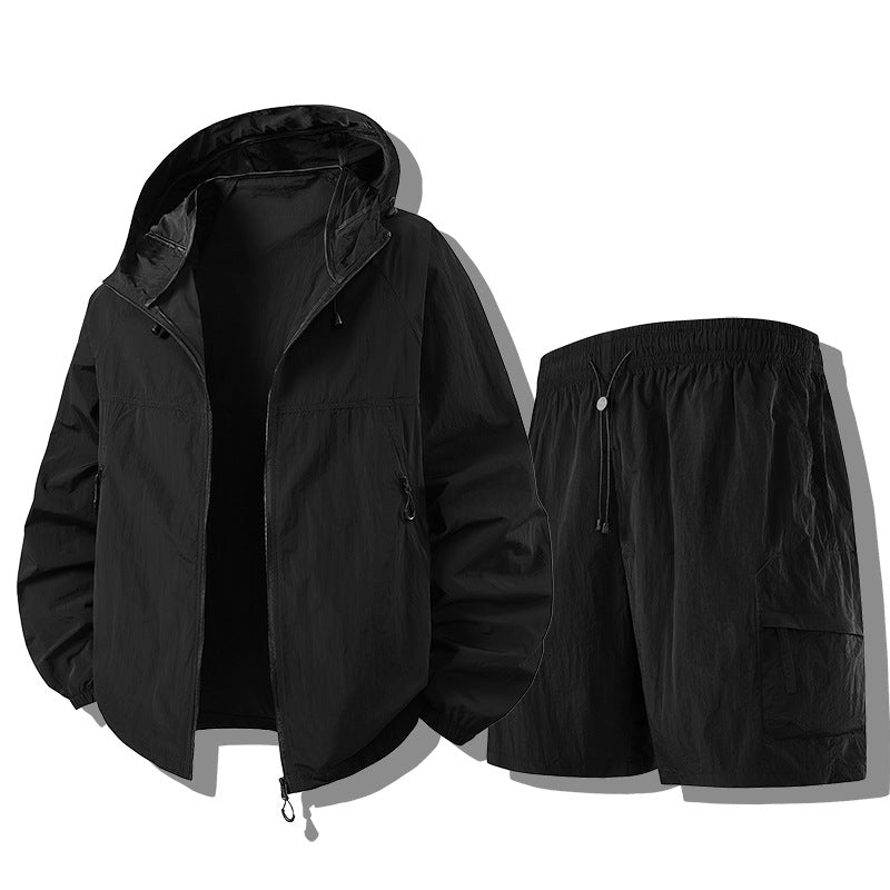 Men's Weatherproof Functional Jacket with Lightweight Shorts Set