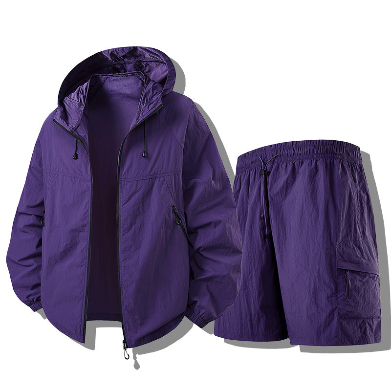 Men's Weatherproof Functional Jacket with Lightweight Shorts Set