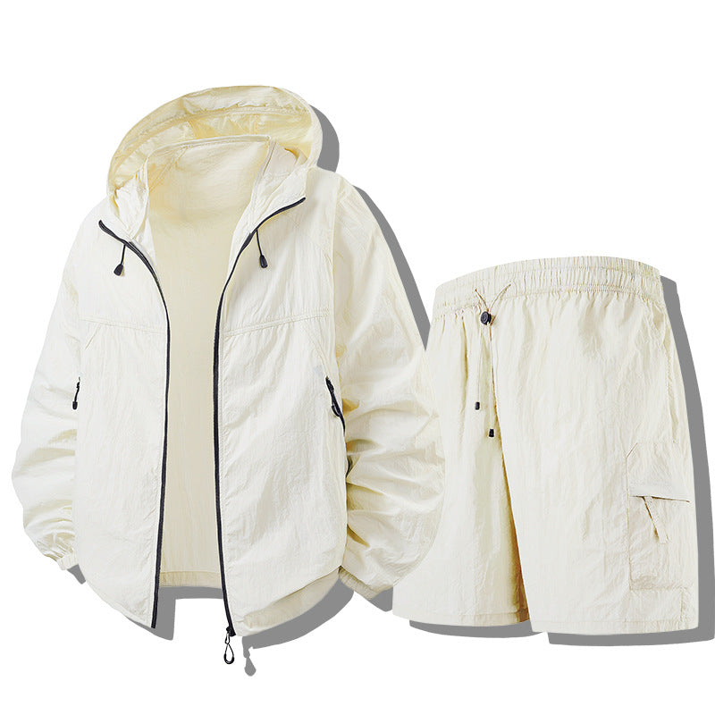 Men's Weatherproof Functional Jacket with Lightweight Shorts Set