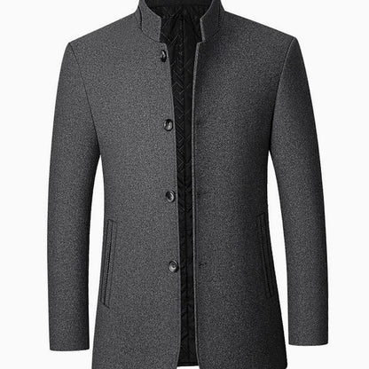 Men's Wool Stand-Collar Tailored Overcoat