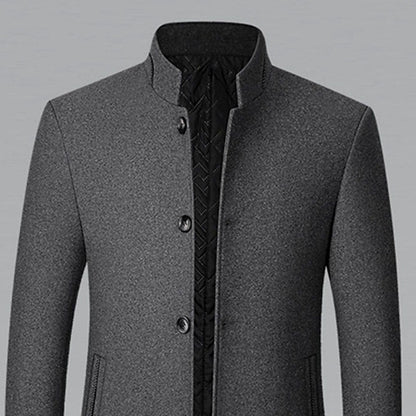 Men's Wool Stand-Collar Tailored Overcoat